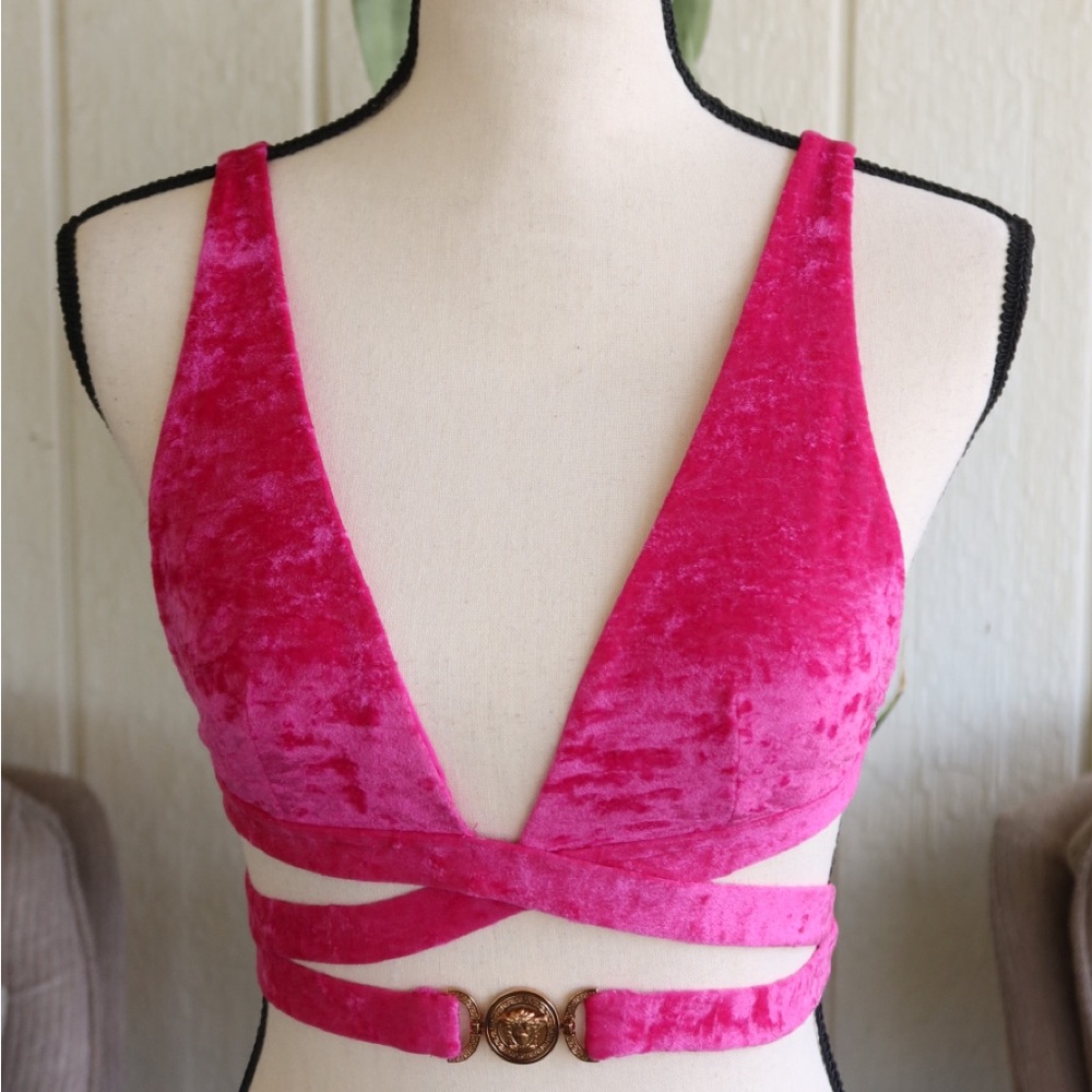 NIB Versace Medusa Charm Strapped Bikini Top (shared)